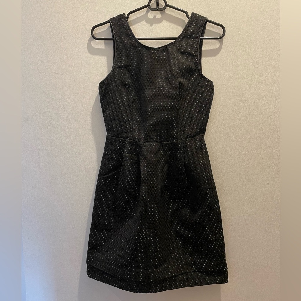 Madewell Lowlight Shimmer Cocktail Party Dress Womens 00 Black Gold Sleeveless